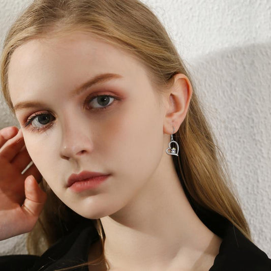 YFN Sterling Silver Heart Crown Frog Dangle Drop Earrings for Pet Lovers