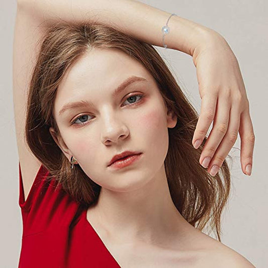 YFN Sterling Silver Moonstone Infinity Symbol Heart Link Bracelet for Birthday Christmas (US only)