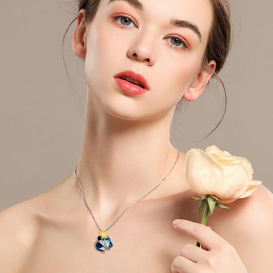 YFN 'You Are My Sunshine' Sunflower Pendant Necklace In Sterling Silver With Crystal