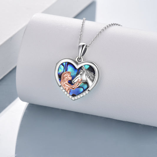 YFN Horse Heart with Girls Pendant Photo Locket Necklace (US only)