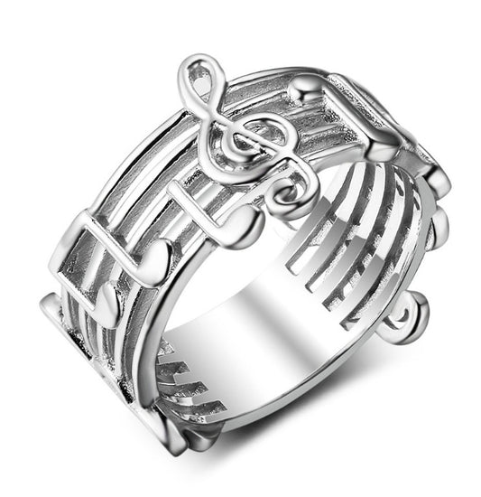 music note alloy ring