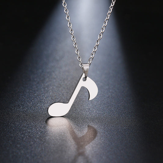 music note quaver pendant necklace sliver