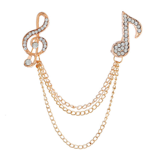 twins music notes brooch golden