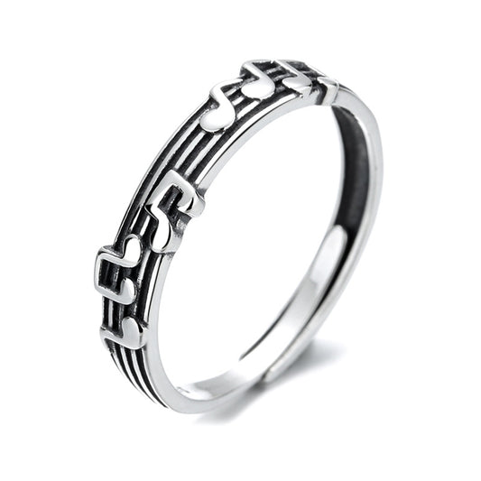 s925 sterling silver music score ring