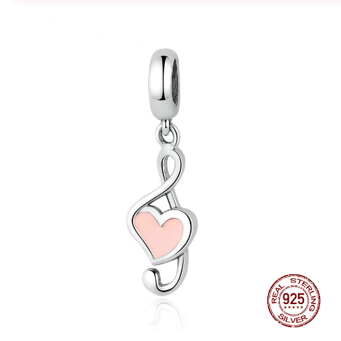 s925 sterling silver heart-shape music pendant (necklace not included)