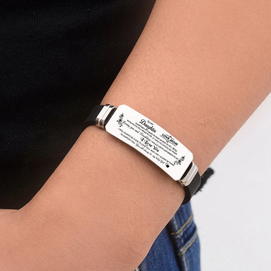"to mom" adjustable silicone stainless steel inspirational bracelet