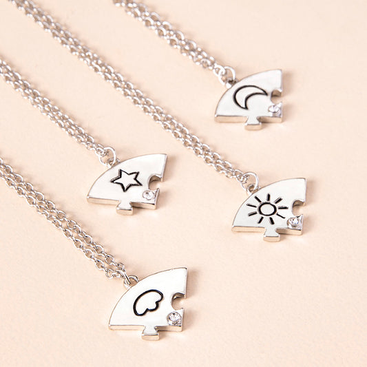 jigsaw puzzle 4-pcs rhinestone necklaces for best friends / sisters / brothers