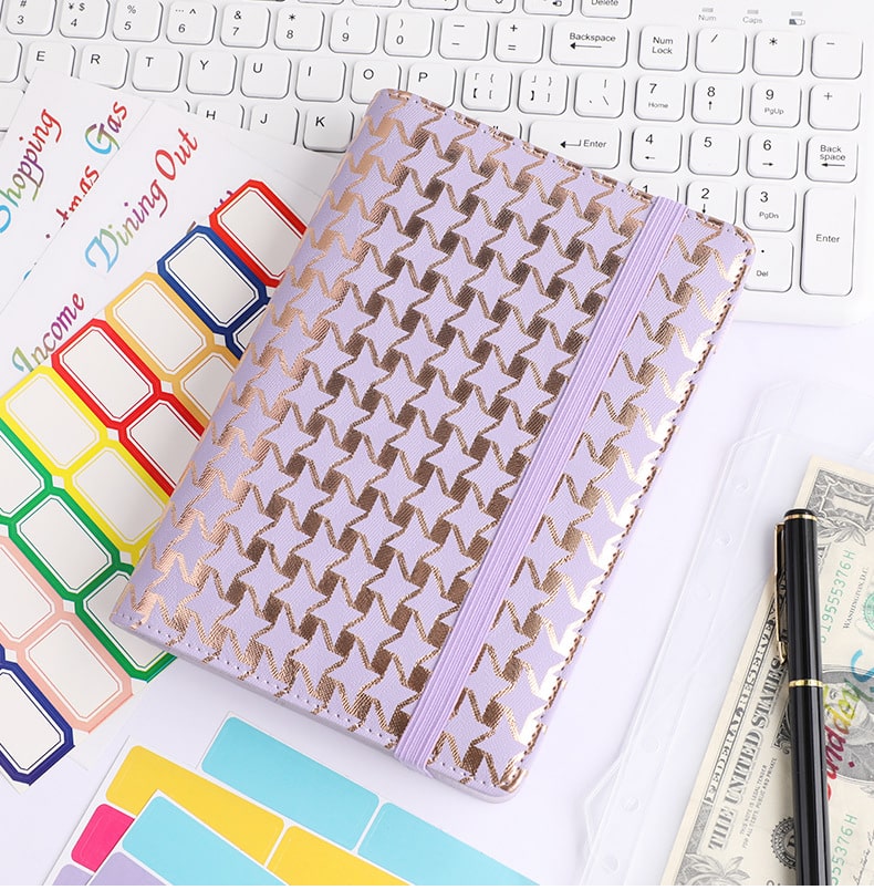 A6 Budget Binder - Star Pattern with Elastic Band (4 colors)