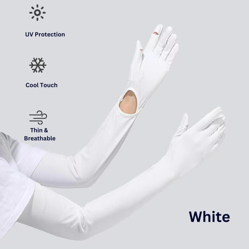 Ice Silk UV Protection Long Sleeves Breathable Women Gloves (ideal for allergic arms from scratching during sleep)