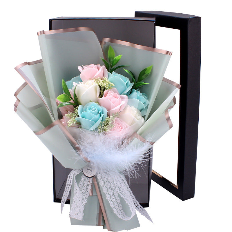 Artificial Soap Rose Bouquet Flower Gift Box