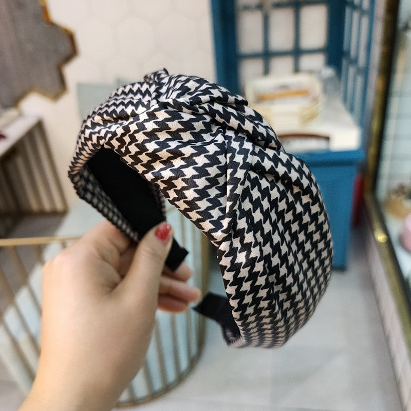 Vintage Houndstooth Print Hairpin Headband