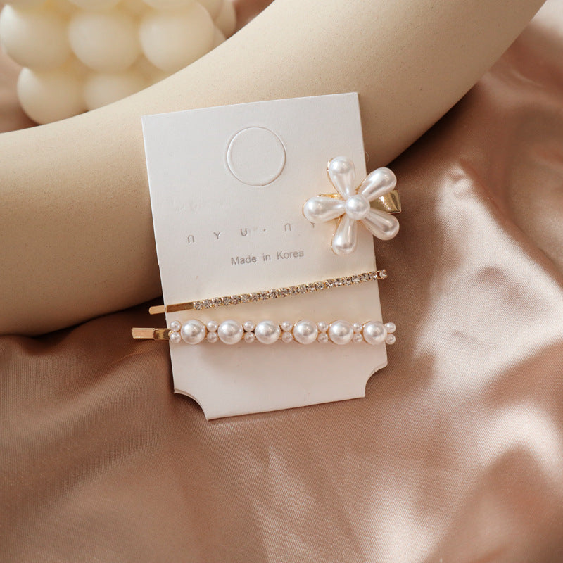 Pearl flower hair clip rhinestone