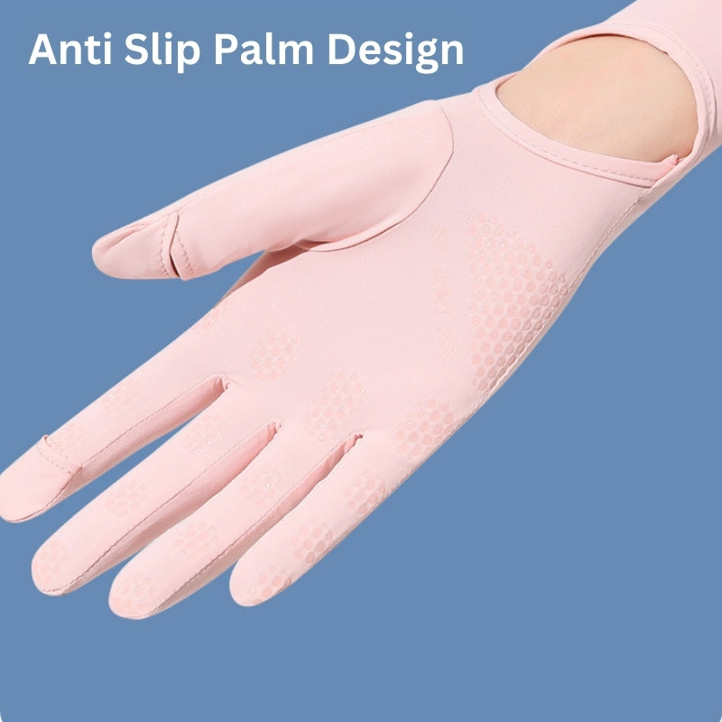 Ice Silk UV Protection Long Sleeves Breathable Women Gloves (ideal for allergic arms from scratching during sleep)