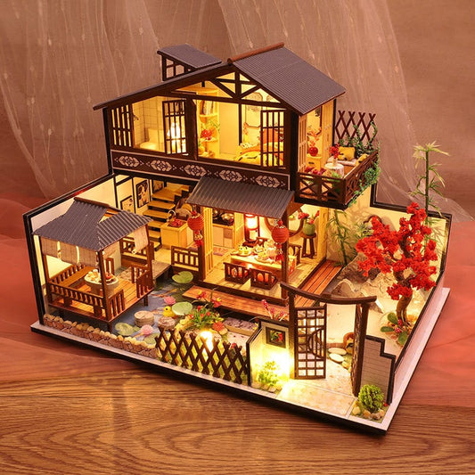 Japanese DIY Miniature Dollhouse with Furniture with kitchen & toilet