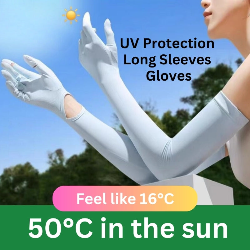 Ice Silk UV Protection Long Sleeves Breathable Women Gloves (ideal for allergic arms from scratching during sleep)