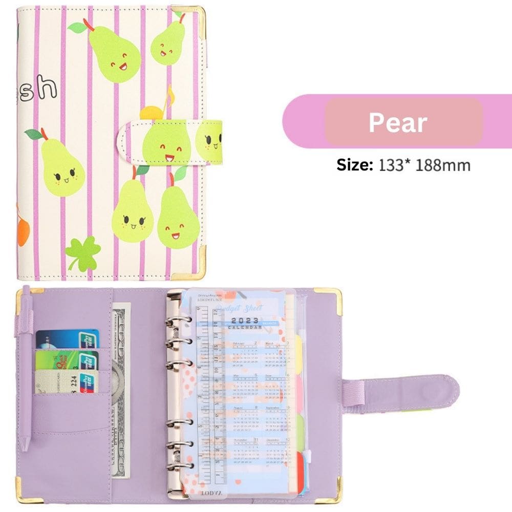 A6 Budget Binder - Fruit Pattern with Corner Protector (4 colors)