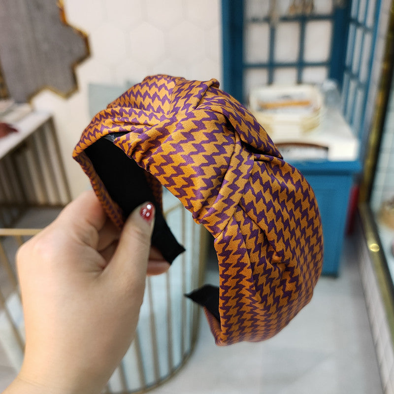 Vintage Houndstooth Print Hairpin Headband