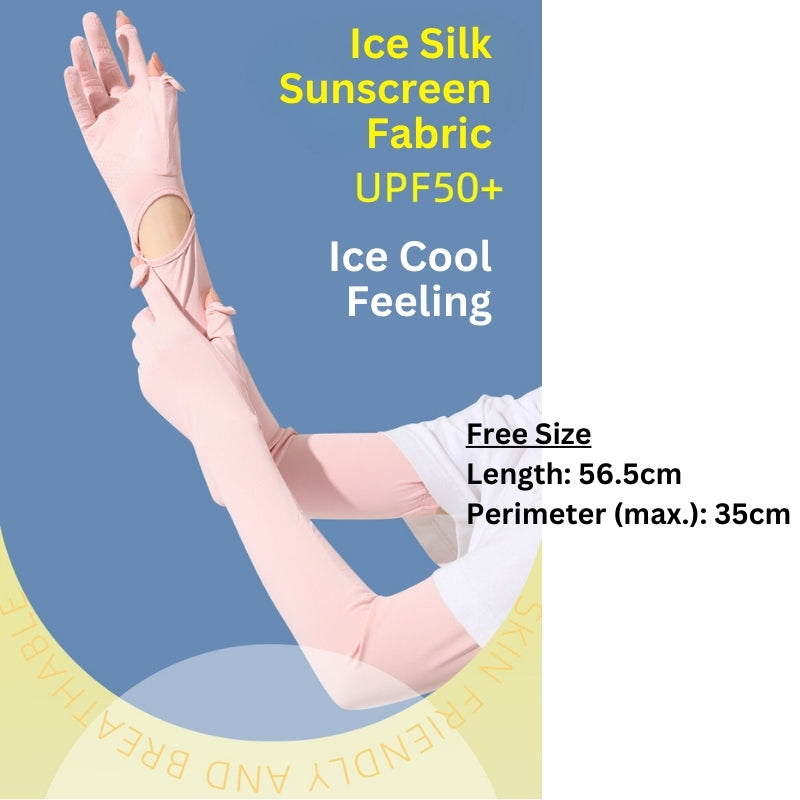 Ice Silk UV Protection Long Sleeves Breathable Women Gloves (ideal for allergic arms from scratching during sleep)