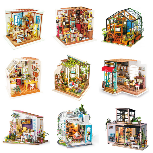 Robotime DIY Wooden Miniature Dollhouse 1:24 Handmade Doll House Model Building Kits Toys For Children / Adult