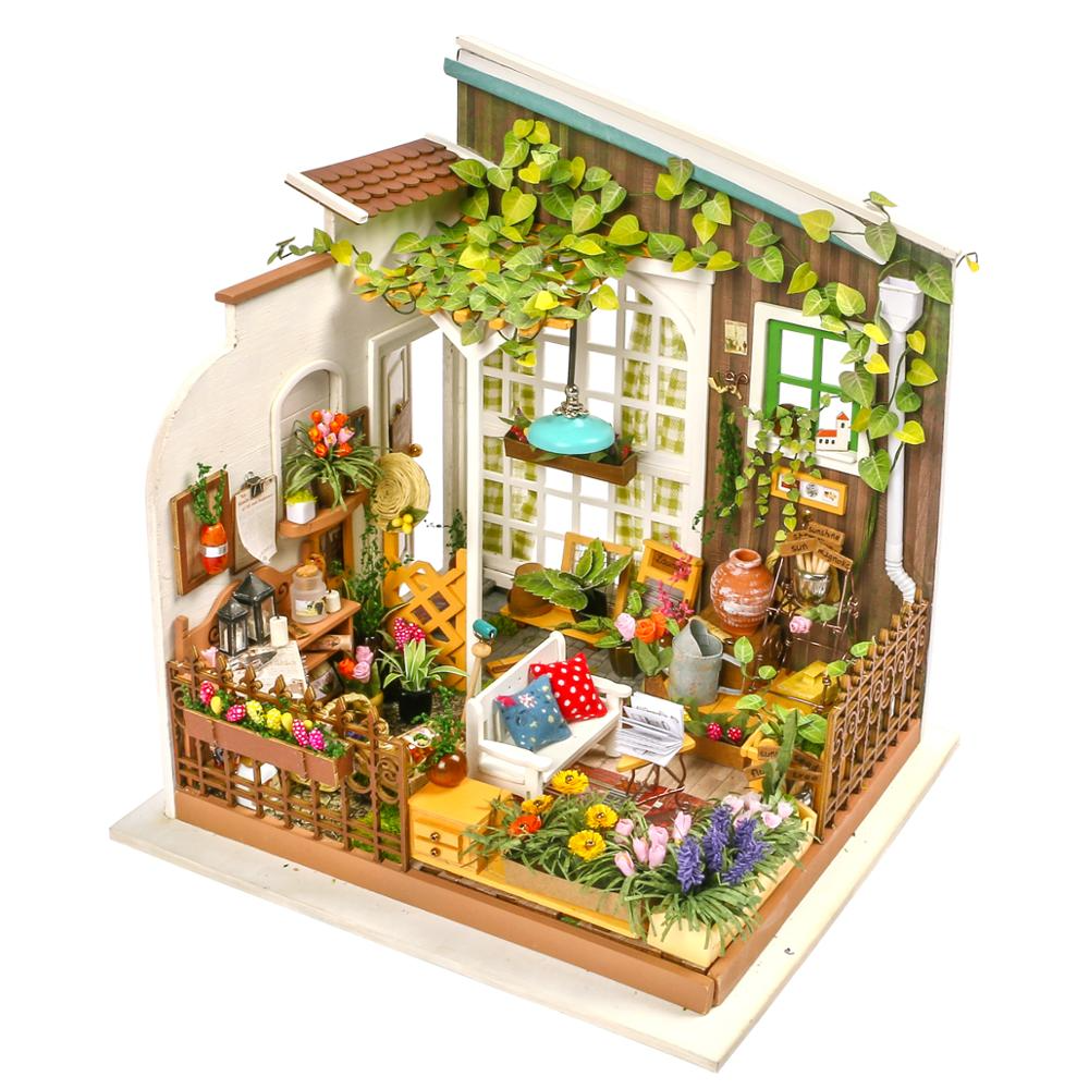 Robotime DIY casa de muñecas en miniatura de madera 1:24 casa de muñecas hecha a mano modelo Kits de construcción juguetes para niños/adultos
