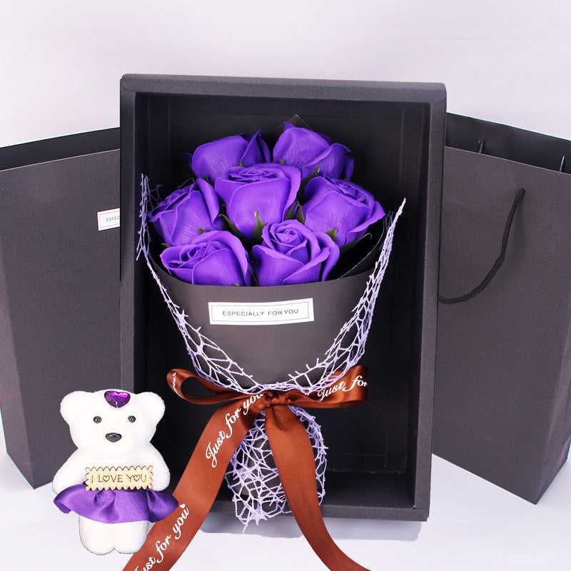 7 Rose Soap Flower Bouquet Gift Box