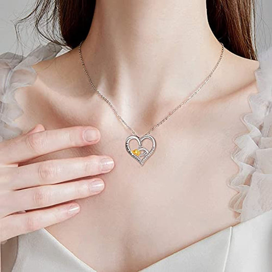 YFN Mother and Child Hands Love Heart Pendant Necklace Jewelry for Women I Love You Forever (US only)