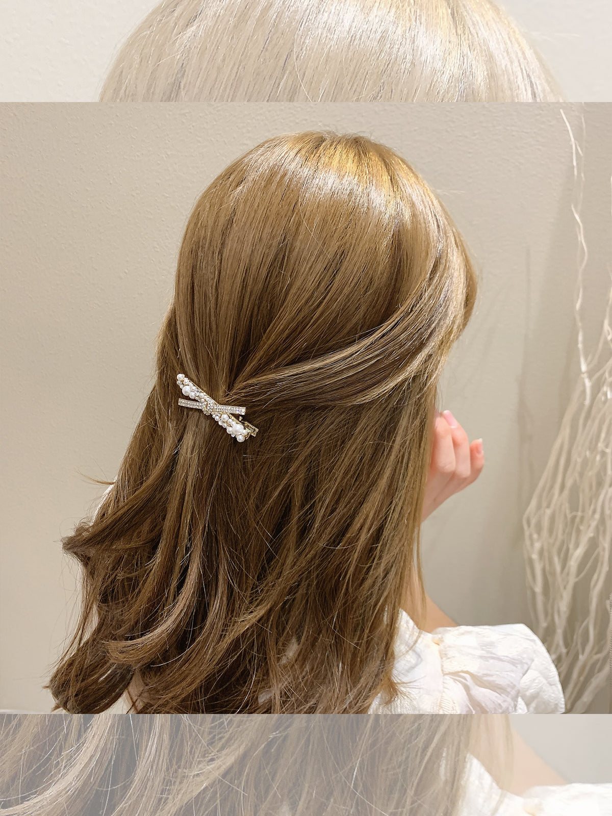 Girls Heart Pearl Diamond Side Clip Hair