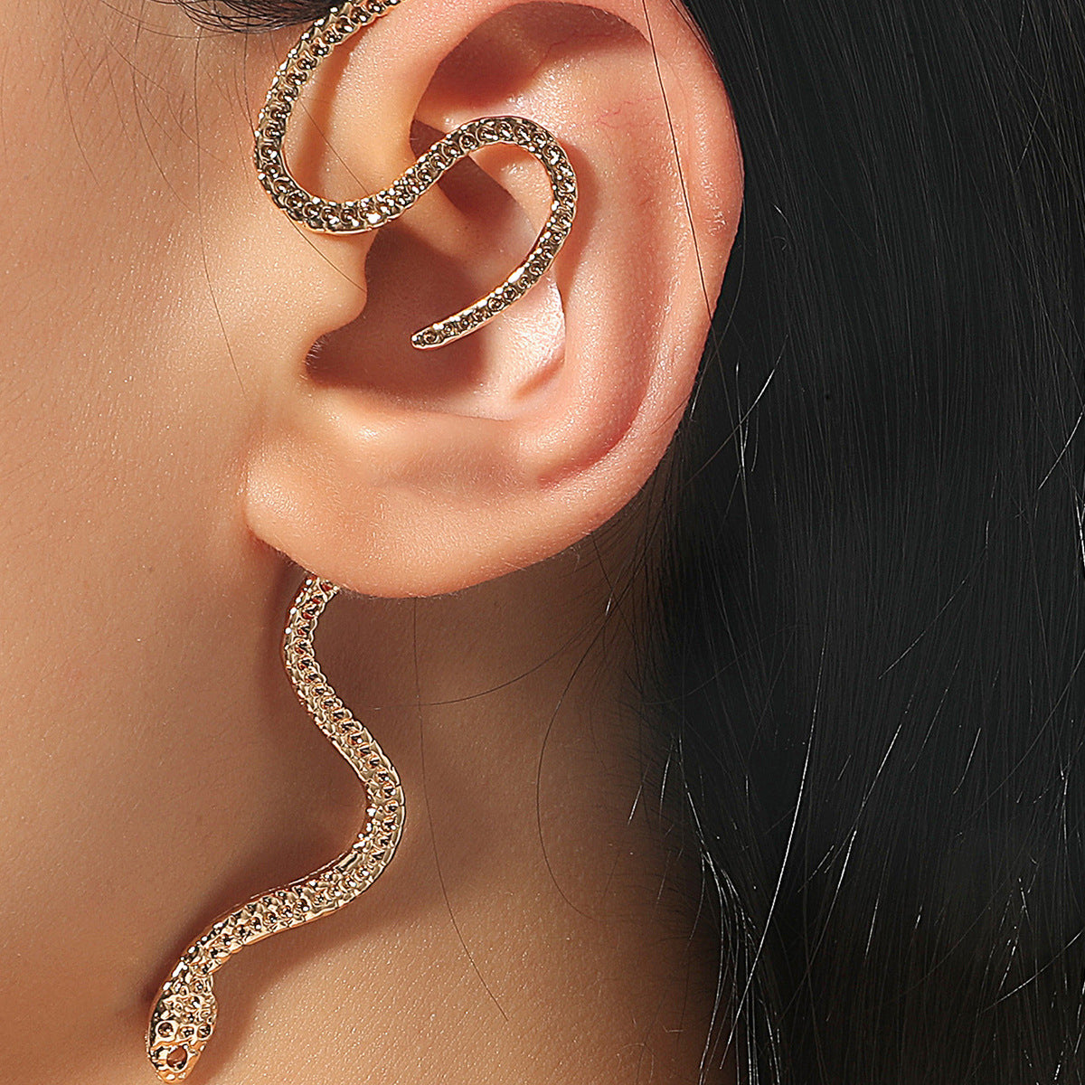 Vintage Zircon Snake-shaped Earrings Cartilage Cuff Non-hole Ear Clip Fashion Jewelry Gifts