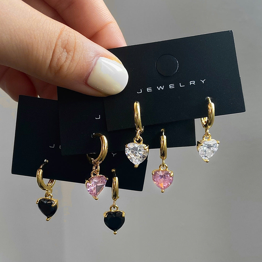 Dopamine High-grade Love Design Zircon Niche Simple All-match Earrings