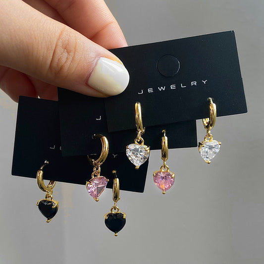 Dopamine High-grade Love Design Zircon Niche Simple All-match Earrings