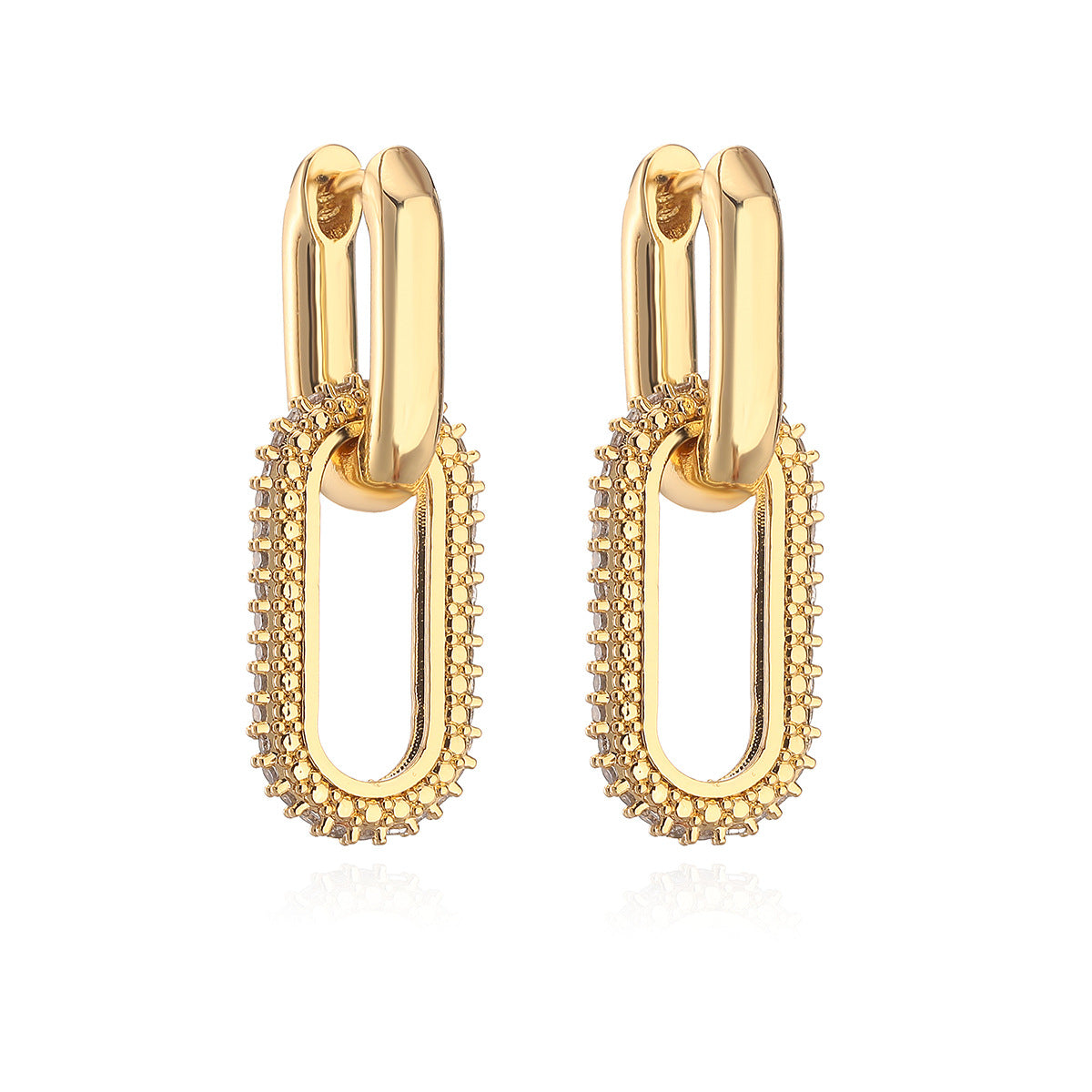 Fashion Personality Copper Gold Plated Zircon Geometric Earrings