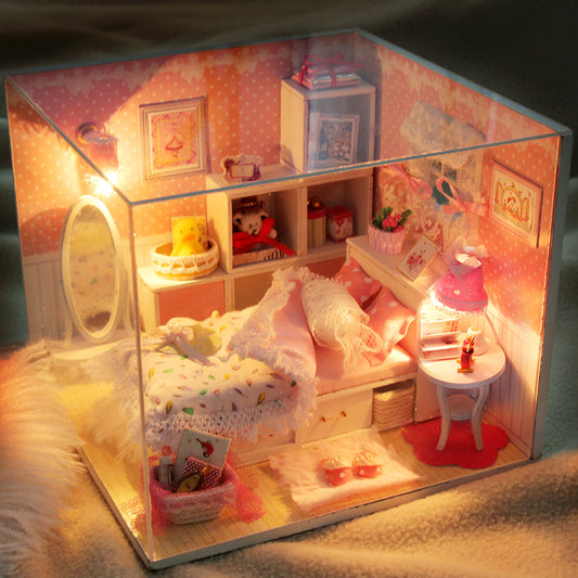 Casa de campo ensamblada hecha a mano para niños, modelo de casa para niña, Villa de juguete, cabaña de princesa
