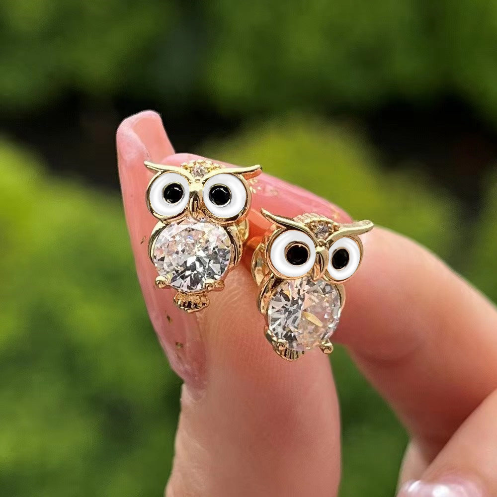 Cute With Diamonds Zircon Owl Stud Earrings