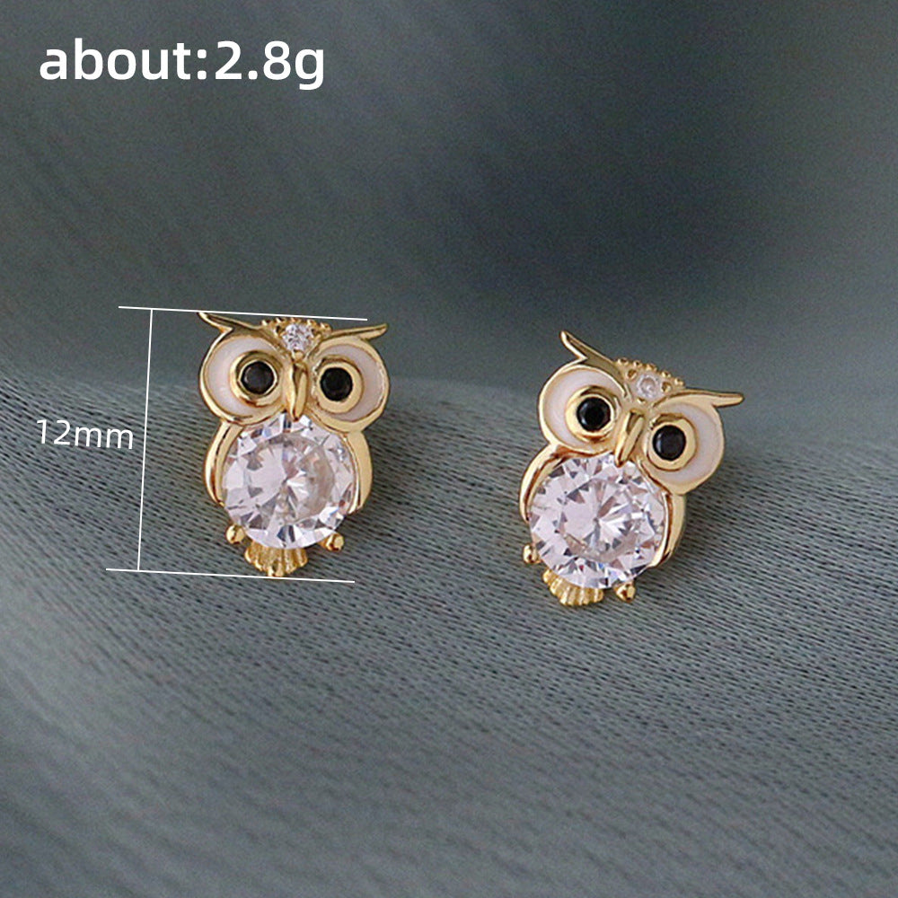 Cute With Diamonds Zircon Owl Stud Earrings