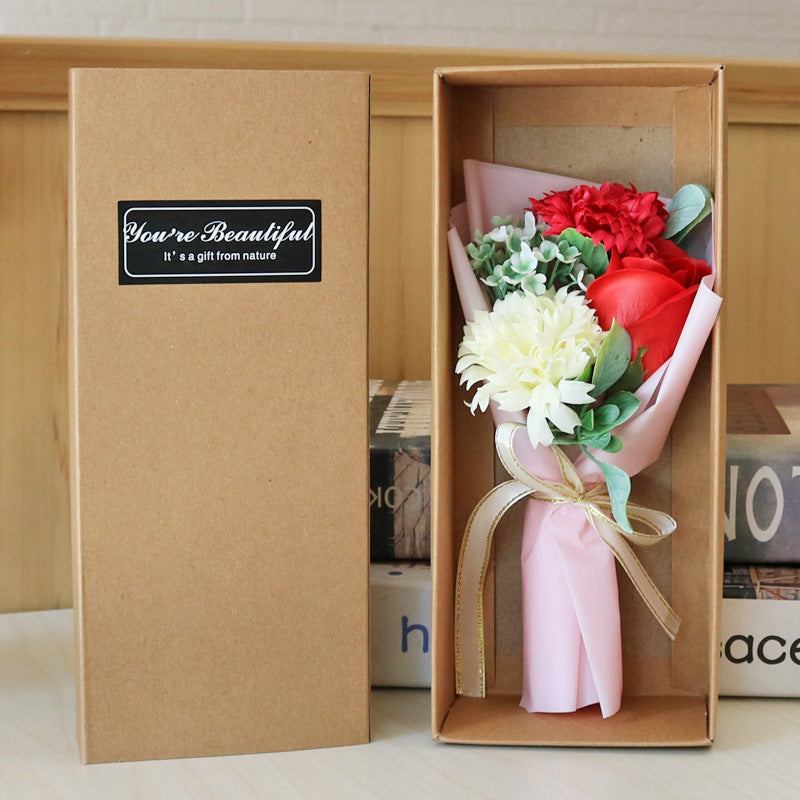 Rose Carnation Soap Bouquet Gift Box