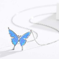 YFN S925 Sterling Silver Opal Butterfly Necklace