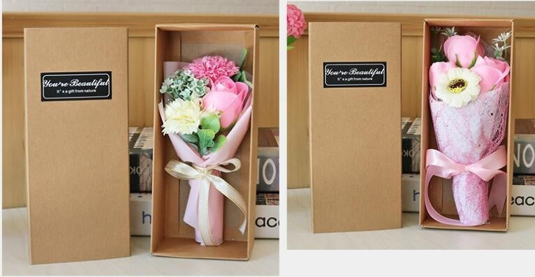 Rose Carnation Soap Bouquet Gift Box