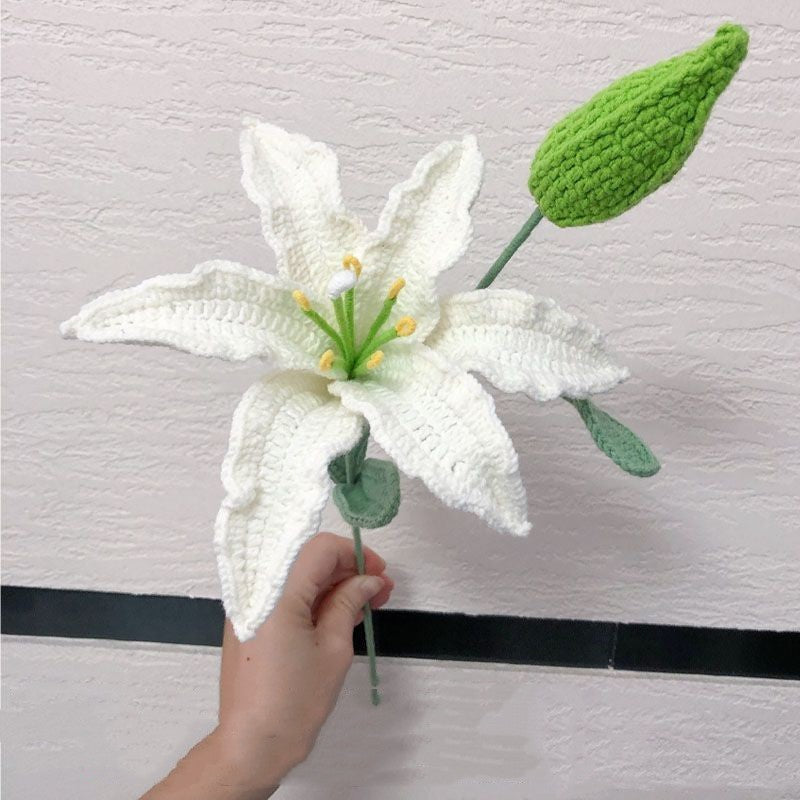DIY Knitted Flower Lily Bundle Material Pack Wool Crochet Flower Finished Decoration Romantic handscraft pack material kit unique customized gift present for birthday aniversary handmade for lover for parent for mom for dad for friend for teacher for wife for husband for girlfriend