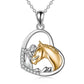 YFN Sterling Silver Girls Embrace Horse Heart Pendant Necklace for Women Girls (US only)
