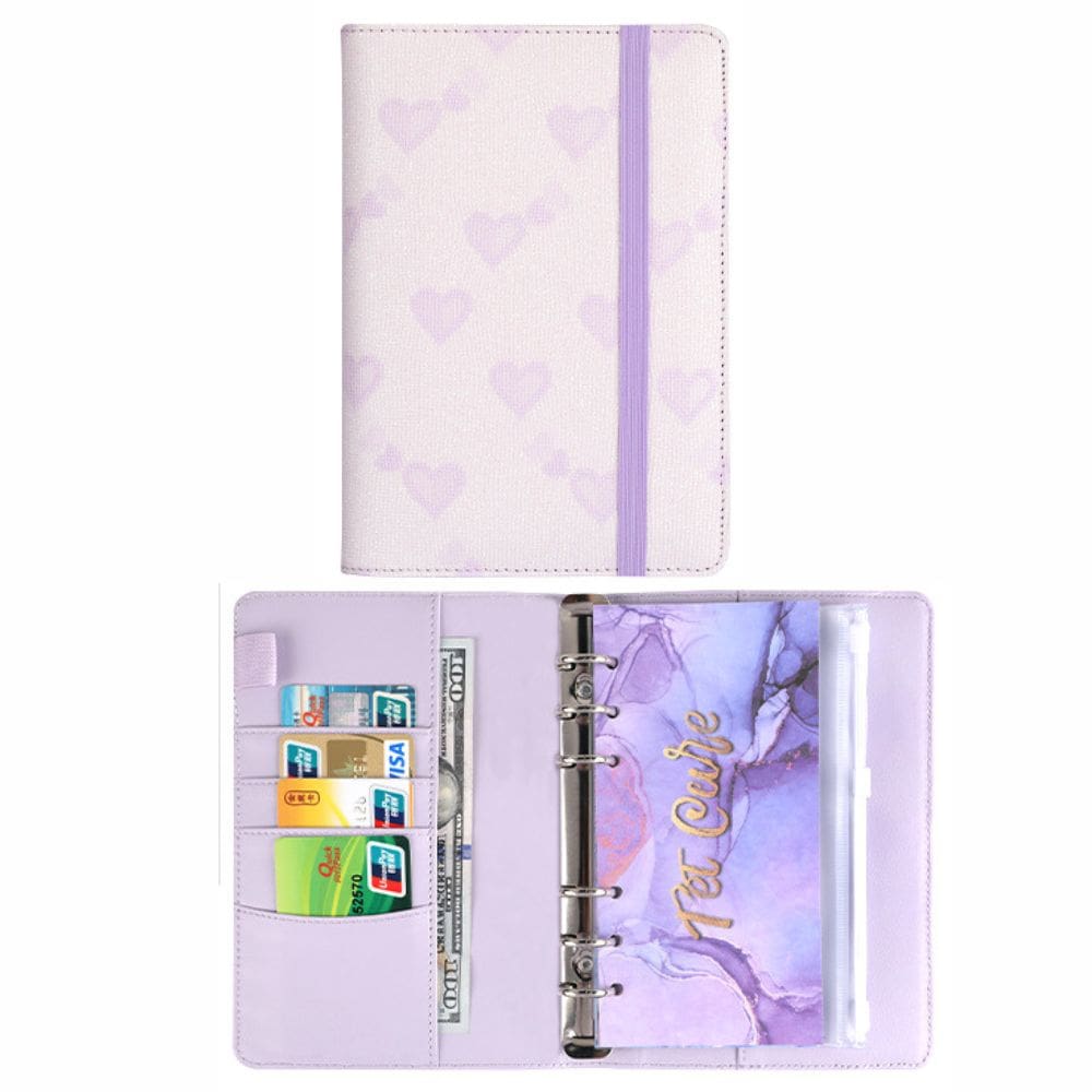 A6 Budget Binder - Heart Pattern with Elastic Band (4 colors)