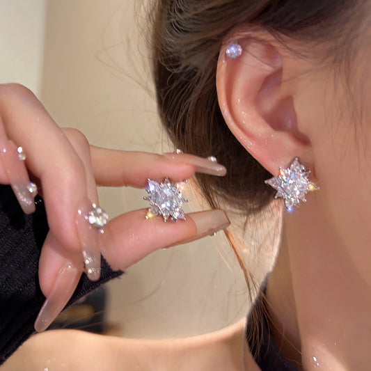 Sparking Snowflake Shiny Zircon  Firework Earring