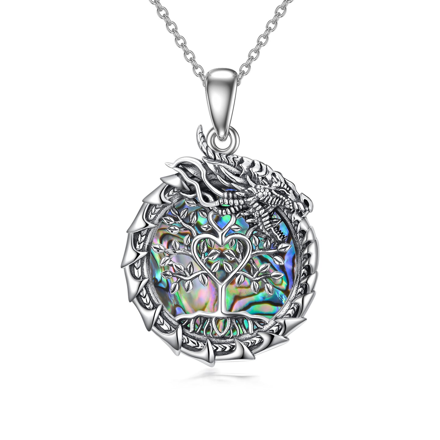 YFN Dragon Necklace Tree of Life Abalone Shell Pendant Jewelry (Gift Box included)