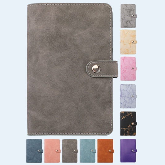 Carpeta económica A6 - Color mármol con botón (11 colores)