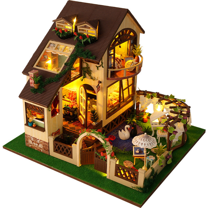 Modèles miniatures créatifs de petits jouets de maison en bois