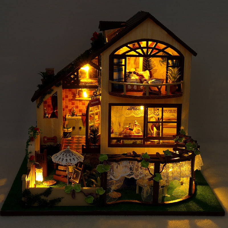 Modelos creativos en miniatura de juguetes pequeños de casa de madera
