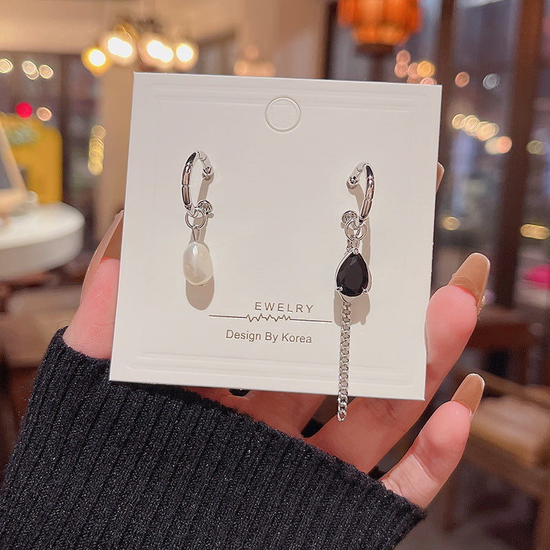 Silver Needle Long Fringed Zircon Earrings