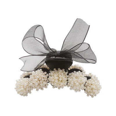 Korean Pearl Bow Hair Accessories Autumn Hair Grabbing Clip Hair Claw