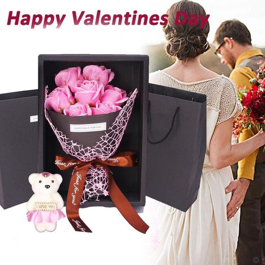 7 Rose Soap Flower Bouquet Gift Box