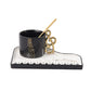 Piano Black And White Key Ceramic Coffee Set