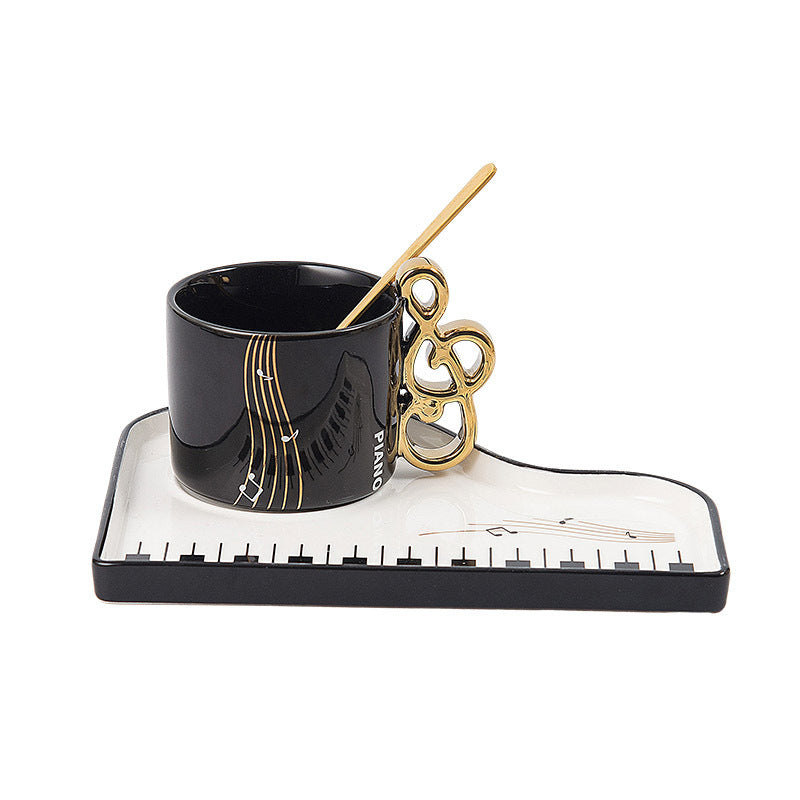 Piano Black And White Key Ceramic Coffee Set